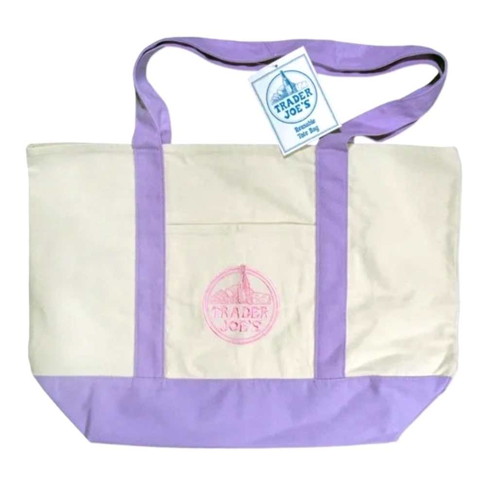 VIRAL NWT Trader Joe's Purple Tote Bag Large